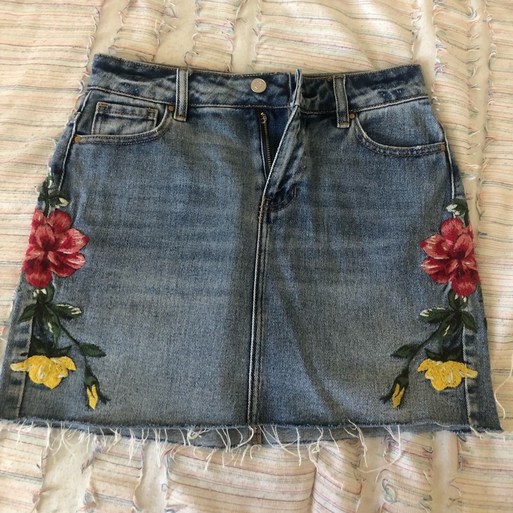 Floral jean skirt
